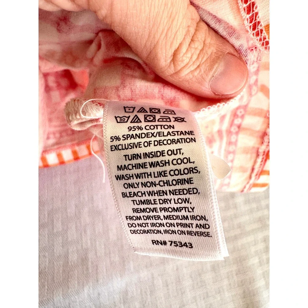 Flapdoodles Girls Orange Pink Gingham Floral Bow Back Pocket Dress Size 8